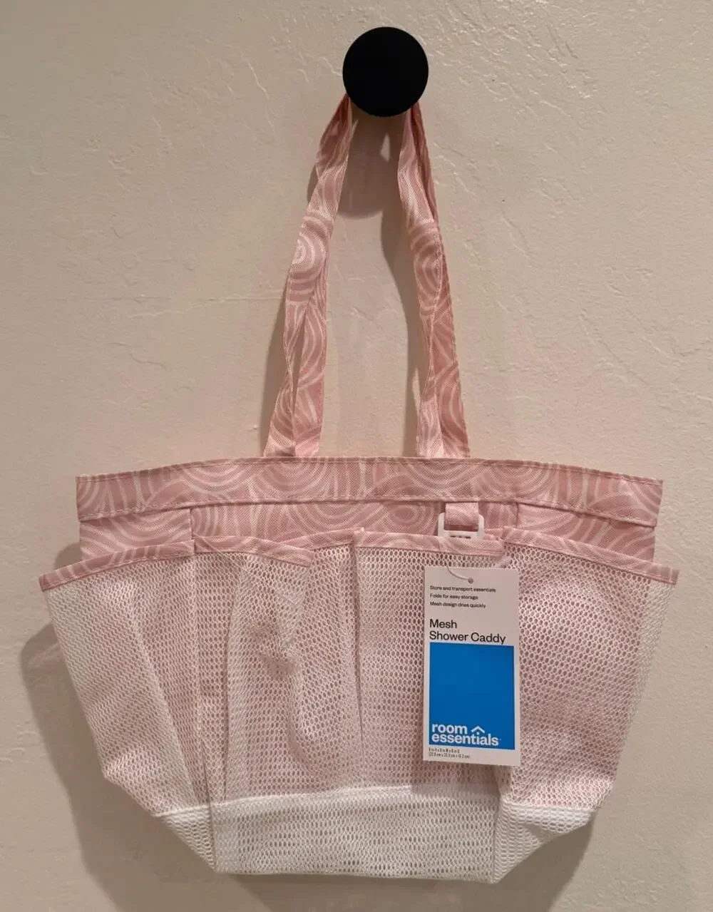 Room Essentials Pink White Mesh Shower Caddy Tote Bag NEW
